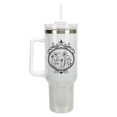 Elanze Designs Growing Wildflower Garden Mirror Wrap-Around 40 Oz. Stainless Steel Water Bottle Coffee Mug, Spill & Leak Resistant, Travel Tumbler
