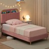 Twin Bed Frame with Bookcase Headboard, Velvet Upholstered Platform - Wooden Slat Support, Noise-Free, No Box Spring Needed, Easy Assembly - 4 of 4