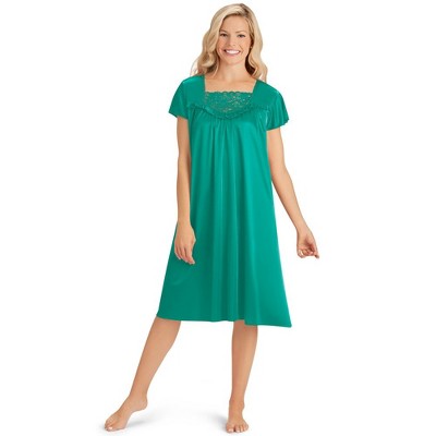 Collections Etc Lace Inset Tricot Nightgown - Elegant Sleepwear