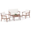 Tangkula 4PCS Conversation Set Acacia Wood Sofa Coffee Table w/ Cushioned Seat Patio - 2 of 3