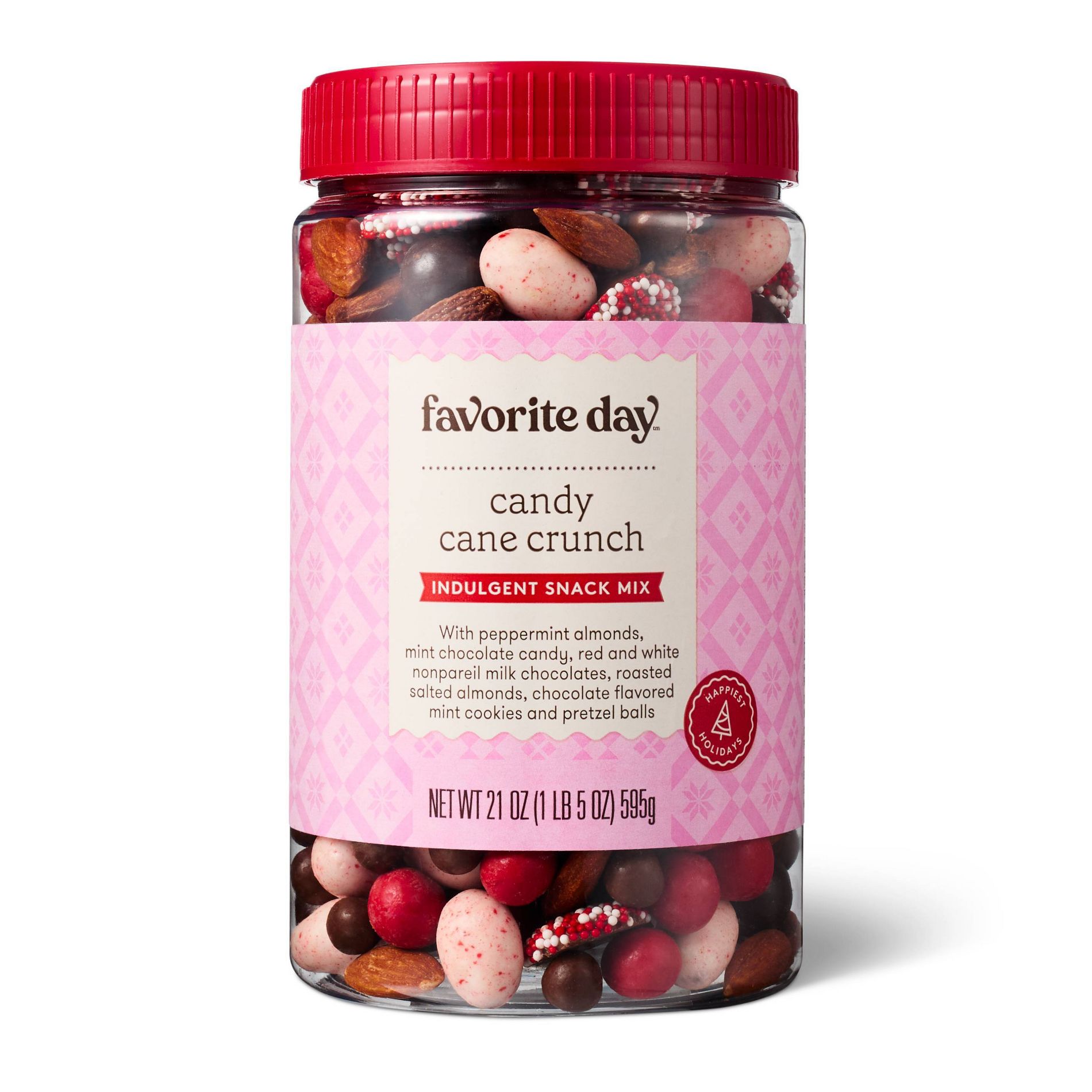 Christmas Candy Cane Crunch Indulgent Snack Mix- 21oz - Favorite Day™