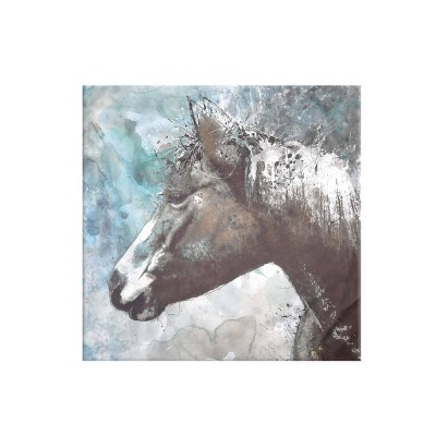 35" x 35" Horse Portrait Unframed Wall Canvas Blue - Prinz