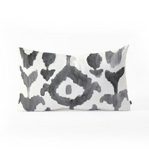 Natalie Baca Painterly Flower Ikat Lumbar Throw Pillow Black - Deny Designs, White Black