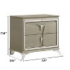 Vynxaria Modern 2-Drawer Nightstand - Silver, Wood Construction, Mirrored Accent Handles, Spacious Storage, Bedroom Furniture - 3 of 4