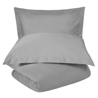 300-Thread Count Breathable Cotton Percale Solid Duvet Cover Set with Matching Pillow Shams by Blue Nile Mills