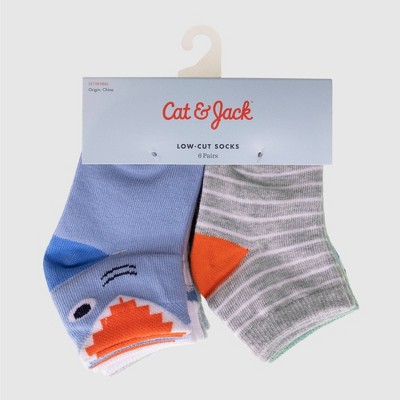 Image of Baby Boys' Shark Print 6pk Ankle Socks - Cat & Jack™ 6-12M