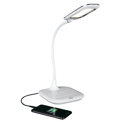 OttLite 11.25 in., White/Gray, USB PortCreative Curves LED Desk Lamp  A30WGC-SHPR - The Home Depot