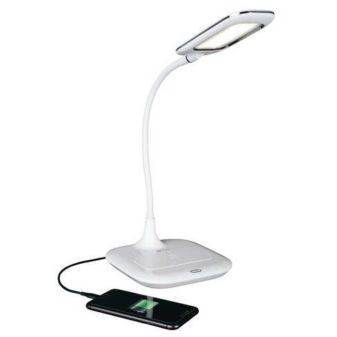 OttLite Entice LED Desk Lamp with Wireless Charging - White