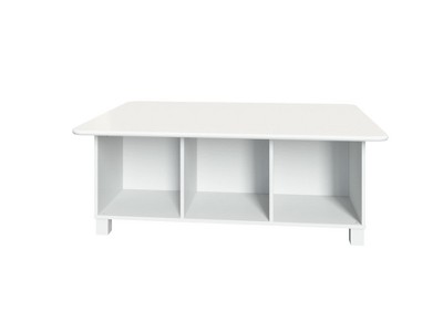 White Wooden Kids Activity Table with 6 Storage Cubbies
