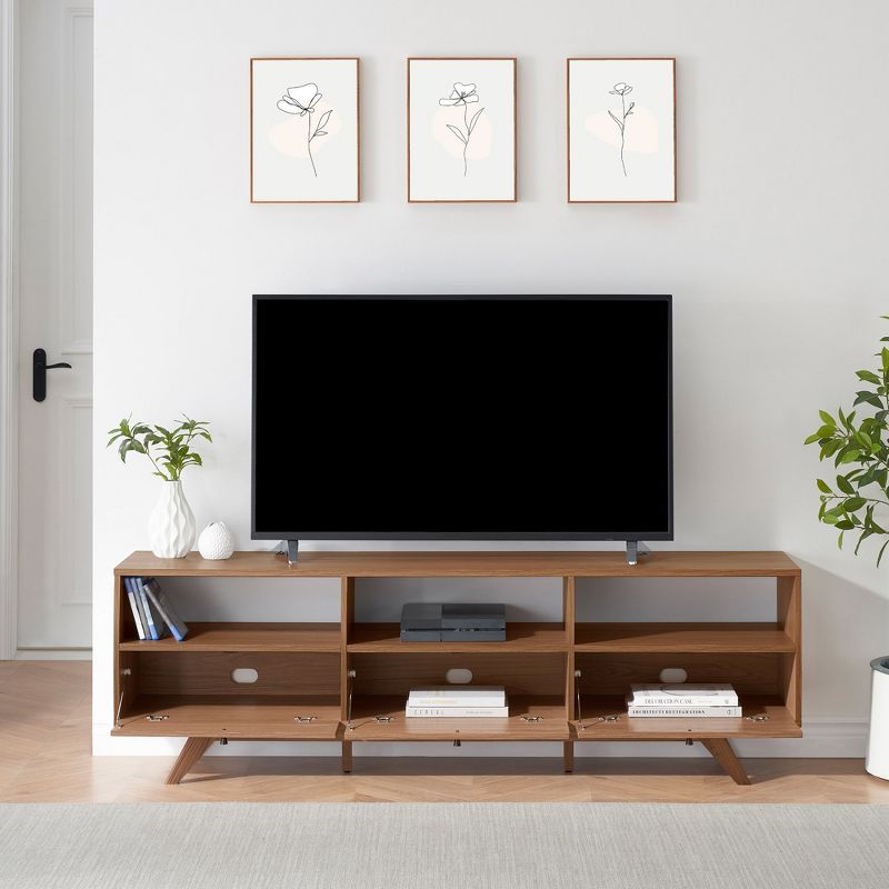 Mid-Century Modern Low TV Stand with Storage for TVs up to 80" - Saracina Home, 6 of 15