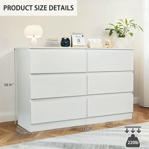 ORRD Modern 6-Drawer Dresser with Spacious Countertop, Wood Storage Cabinet with Concealed Handles for Bedroom, Living Room & Entryway（Black） - 1 of 4