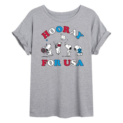 Women's Peanuts Snoopy Hooray For Usa Tennis Diving Volleyball Soccer ...