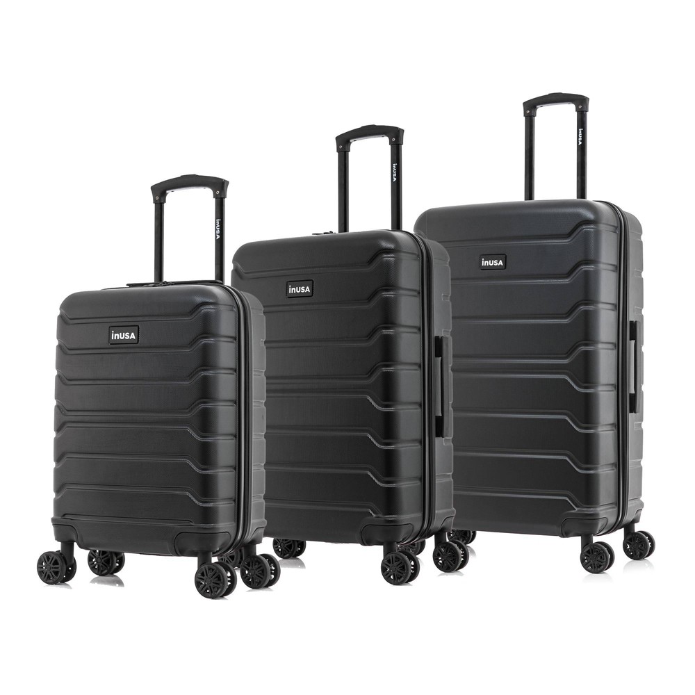Photos - Luggage InUSA Trend Lightweight Hardside Spinner 3pc  Set - Black 