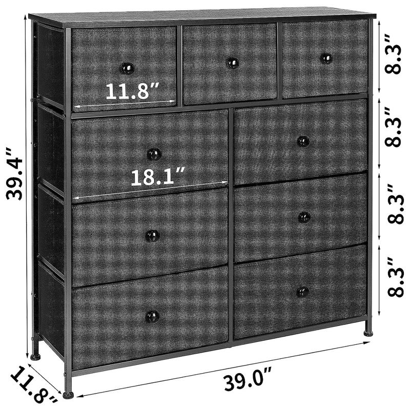 REAHOME 9 Drawer Steel Frame Bedroom Storage Organizer Chest Dresser with Waterproof Top, Adjustable Feet, and Wall Safety Attachment, 4 of 9