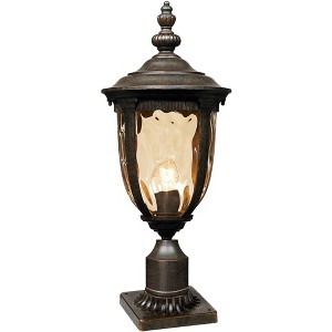 John Timberland Bellagio Vintage Outdoor Post Light Veranda Bronze with Pier Mount 25'' Champagne Hammered Glass for Exterior Barn Deck House Porch - 1 of 4