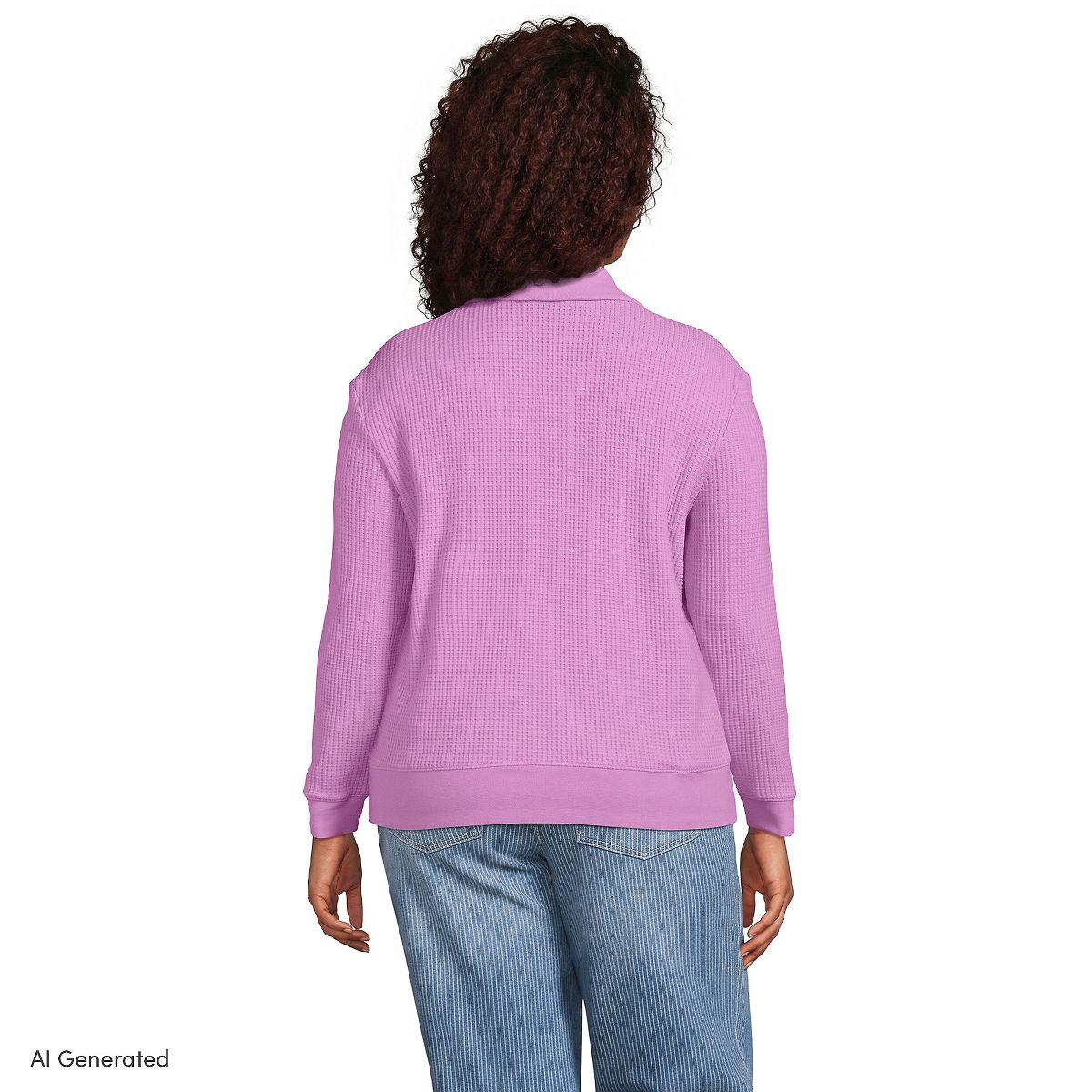 Lands' End Women's Long Sleeve Waffle Button Up Henley - thumbnail 6
