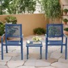 Outdoor Bistro Set 3 Piece Set - Comfortable Metal Patio Chairs And Small Table, Yellow /sage Green/peacock Blue/black Floral Back Design, Waterproof - 3 of 4