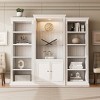 3-Piece Retro Bookcase and Display Cabinet Set with Tempered Glass Shelves, Vintage Storage Cabinets for Living Room-Maison Boucle - 2 of 4
