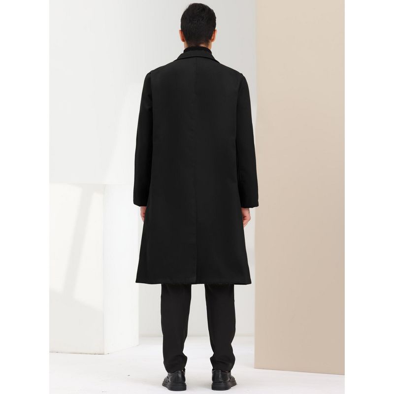 Lars Amadeus Men's Winter Single-Breasted Notched Lapel Long Overcoat, 5 of 7