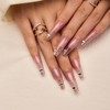 YEVYO Press On Nails Long - French Rhinestone Square Bling Glossy for Women and Girls On Fake Nails - Clear - 10 Pcs - 2 of 4