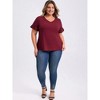 Women's Plus Size V Neck Eyelet Embroidered Lace Short Sleeve Dressy Casual Blouses - GRACE & GRANDEUR - 2 of 4