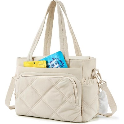 Paaaawaters Lunch Bag Women Large Lunch Box Insulated Tote Bag with Multi-Pockets Quilted Puffy Tote for Work, Outdoors