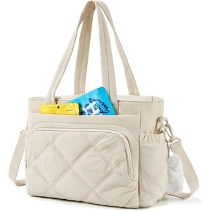 Paaaawaters Lunch Bag Women Large Lunch Box Insulated Tote Bag with Multi-Pockets Quilted Puffy Tote for Work, Outdoors - 1 of 4