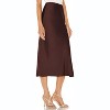 Women's Satin Midi Skirt - High Waist Slit Design with Comfortable Elastic Waistband Chocolate - 4 of 4