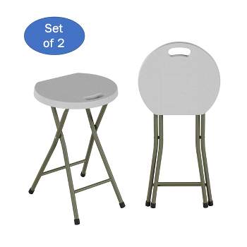 Hastings Home 18-Inch Folding Portable Bar Stool Heavy Duty with Handle & 300lb Capacity, Set of 2