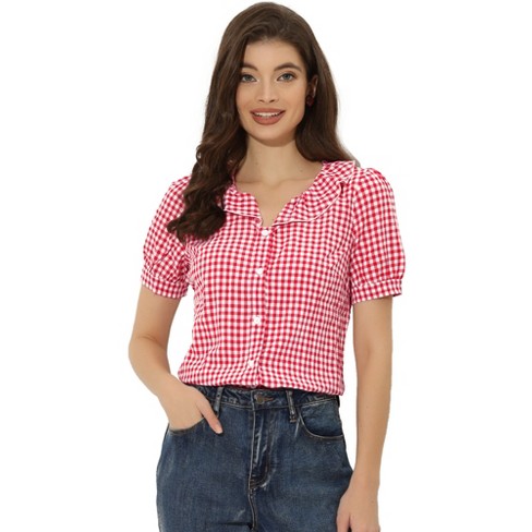 Red white gingham store shirt