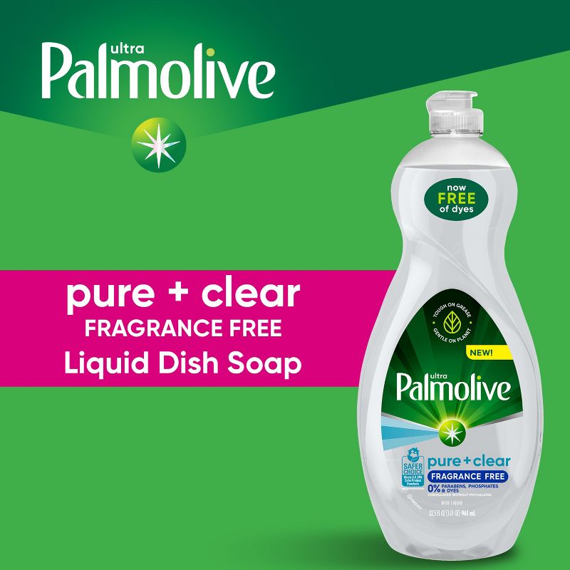 Palmolive Ultra Pure + Clear Liquid Dish Soap Detergent - Fragrance Free - 32.5 fl oz, 4 of 11