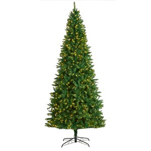9ft. Fir Artificial Christmas Tree with 800 Clear LED Lights & 2093 Branches – Majestic Seasonal Holiday X-Mas Display - 1 of 4