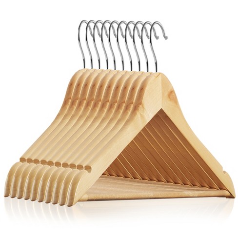 Clothing Hangers Wide Shoulder Wooden Hangers Non Slip Pants Bar Smooth  Finish Wood Suit Hanger Coat Hangers Closet Swivel Hook