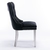 DOMETOUR Modern Velvet Dining Chair Solid Wood with Chrome Stainless Steel Plating Legs Nailhead Trim Set of 2 - 4 of 4