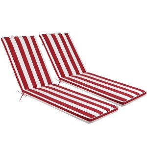 2PCS Set Outdoor Lounge Chair Cushion Replacement Patio Funiture Seat Cushion Chaise Lounge Cushion-Blue/white - 1 of 4