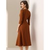 INSPIRE CHIC Women's Elegant Split Neck Side Zipper Pockets 3/4 Sleeve Work A-Line Dress - 4 of 4