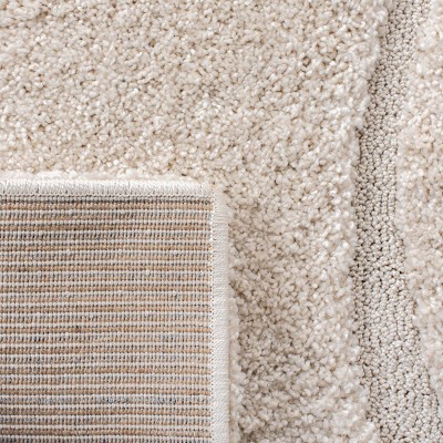 Creme 4' Square Hand-knotted Shag Area Rug