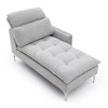 Beautyolove 55" Chaise Lounge Indoor, Upholstered Furniture Lounge Chair with Left Armrest & Lumbar Pillow, Gray - 2 of 4