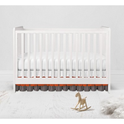 Bacati - 3 Layer Ruffled Crib/Toddler Bed Skirt - White/Orange/Gray