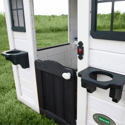 Sweetwater White Cedar Outdoor Playhouse with Black Trim