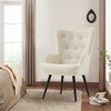 Furniliving Modern Accent Chair, Faux Shearling Tufted Button Wingback Chair with Arms for Home Office/Living Room/Bedroom - 3 of 4
