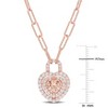 EVERLY JEWELRY | Rose Plated Sterling Silver 1 5/8ct TGW Morganite and White Topaz Heart Halo Pendant with Chain, 17 inc - 2 of 4