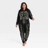 Women's Glow-In-The-Dark Skeleton Halloween Matching Family Union Suit - Hyde & EEK! Boutique™ Black
