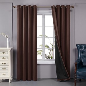Deconovo 100 Percent Blackout Double Layers Lined Curtain (2 Panel) - 1 of 4