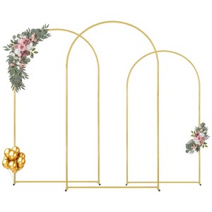 VEVOR Wedding Arch Backdrop Stand, Set of 3, Metal Stable Stand with Case Connection & Chassis Crossbar Design - 1 of 4