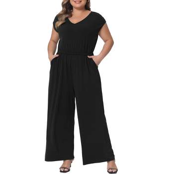 Agnes Orinda Women's Plus Size Full Length Cami Sleeveless Palazzo Pant  Jumpsuits : Target