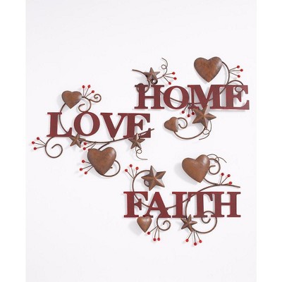The Lakeside Collection 3-Pc. Hearts and Stars Metal Wall Decor - Words