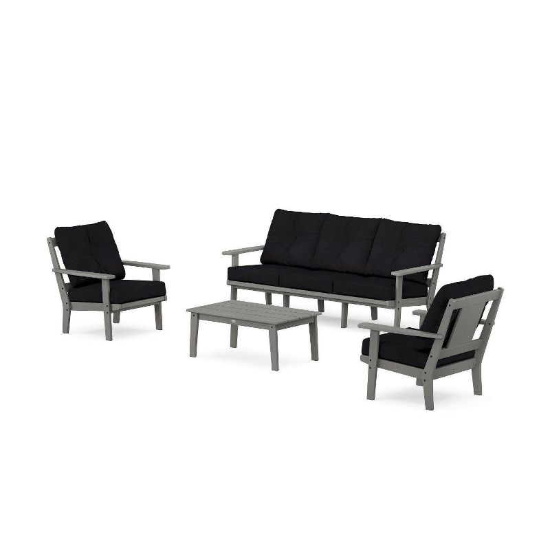 POLYWOOD 4pc Prairie Deep Seating with Sofa Outdoor Patio Conversation Set, 1 of 2