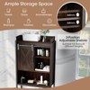 Tangkula Over The Toilet Storage Cabinet 4-Tier Bathroom Organizer w/ Adjustable Shelves Sliding Barn Door & Toilet Paper Holder Rustic Brown/Espresso - 4 of 4