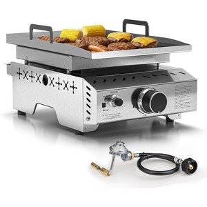 ZAFRO Portable Propane Griddle, 8000BTU Tabletop Portable Propane Gas Grill with One Burner, Stainless Steel Flat Top Grill, Outdoor Cooking - 1 of 4